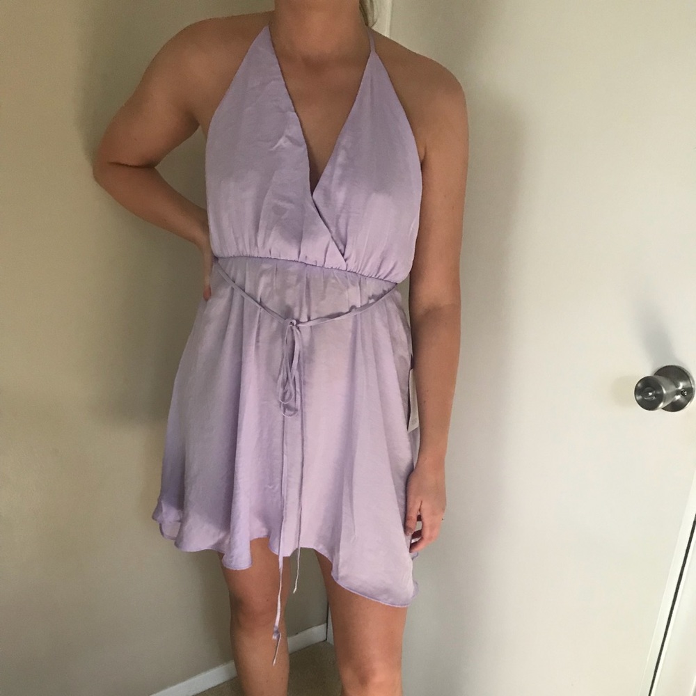 Tobi lavender Juliet plunging skater skirt